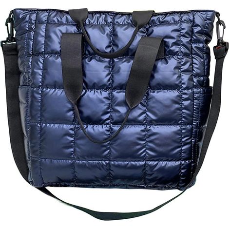 Borsa a tracolla da donna a tinta unita trapuntata a quadri - Ampia capacità - Con chiusura a cerniera - Per la scuola