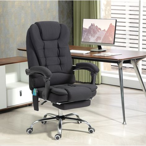Bürostuhl 65x70x111-119 cm Schwarz Stoff mit Massagefunktion, Heizfunktion und Fußstütze (1/3)
