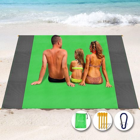 Tapis de Plage 250 x 200cm Anti Sable, Couverture de Plage Large Imperméable Compact pour Camping, Picnic, Voyage (1/5)
