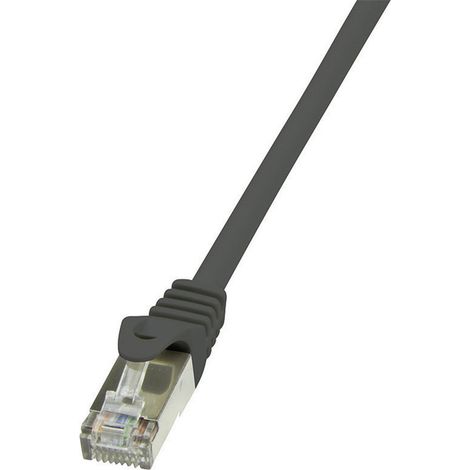 LogiLink CP1093S RJ45 Patchkabel CAT 5e F/UTP 10.00 m Schwarz mit Rastnasenschutz 1 St.