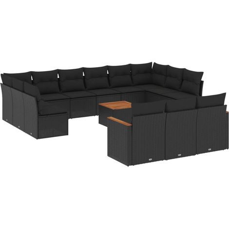 Maison Exclusive - 14-tlg. Garten-Sofagarnitur mit Kissen Schwarz