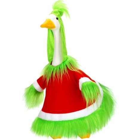 Divertido disfraz de ganso verde de 58 cm (23 pulgadas) para el porche de Papá Noel. (1/5)