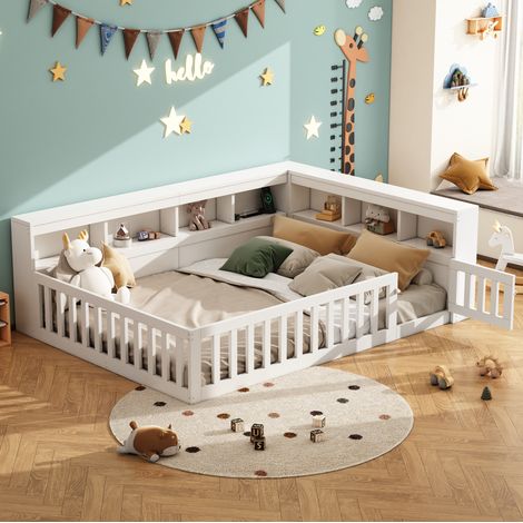 Letto divano 140x200 cm in legno bianco con contenitore, senza materasso – MEUBLIV (1/5)