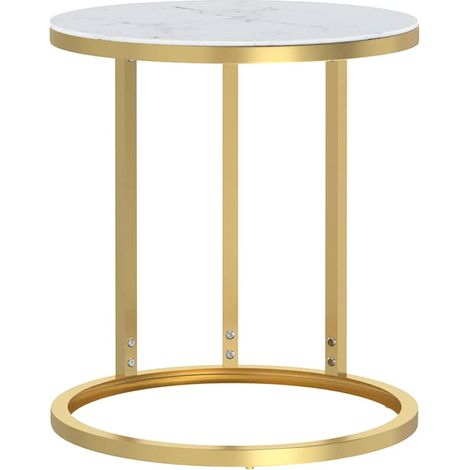 Maison Exclusive - Tavolino Oro e Marmo Bianco 45 cm in Vetro Temperato (1/5)