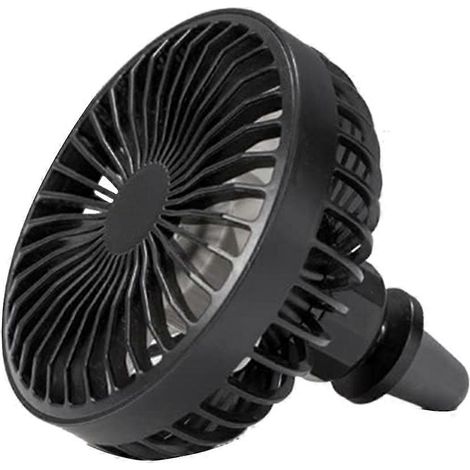 Ventilateur de voiture avec lumière d'ambiance, 12-24 V USB, 3 vitesses de ventilation, à pince pour grille d'aération, rotatif à 360°, portable, noir (1/5)