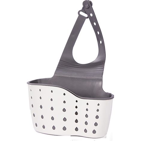 Lntyq 1 Pièce Support D'évier Suspendu Double Couche, Support D'éponge D'évier de Cuisine, Adapté Accessoires D'évier Support Rangement Cuisine - Blanc, Matériaux PP+TPR, 21155cm