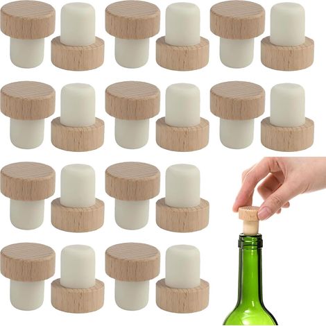 20 Stück Korken, Flaschenverschlüsse aus Holz, T-förmige Weinflaschenverschlüsse, T-Griff-Verschlüsse für Wein- und Bierflaschen (1/5)