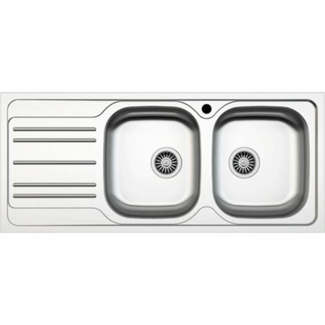 Lavello incasso cucina MP1162SX acciaio116x50 cm due vasche e gocciolatoio sinistro EFFEZ