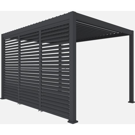 Pérgola bioclimática de aluminio 3x4m + 3 persianas de 1.3m