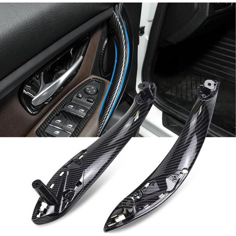 2PCS Compatible avec Poignee de Porte Interieur bmw Serie 3 F30 F31 F80 (2012-2018) Poignée Serie 4 F32 F33 F36 F82 F83(2014-2017) Portes à l'avant gauche et droit en Fibre de Carbone