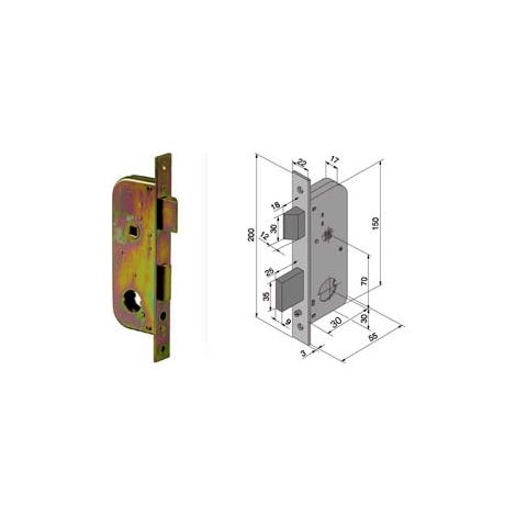 SERRATURA DA INFILARE PER CANCELLI 2 MANDATE E SCR. CIL. SFILABILE 067  mm.30 con catenaccio mm.25 (06730000)    WELKA