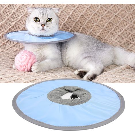 Collier de protection chat imperméable réglable anti-léchage bleu clair taille M (1/5)