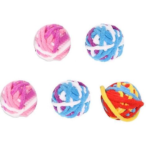 Plüsch-Katzenspielzeug, Set aus 6 handgefertigten, farbigen Hüpfbällen mit Glöckchen für Kätzchen – lustiges und anregendes Spielzeug.
