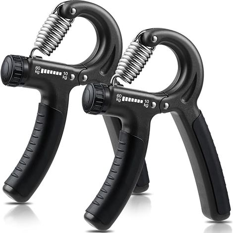 Grip Strength Trainer - Adjustable Resistance 10-60 Kg - For Hand Forearm Finger Training - Home Office Use - 2 Pack (1/5)