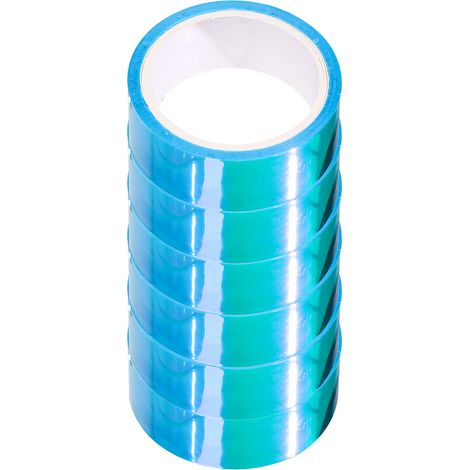 6 rouleaux ruban adhésif holographique, 15 mm x 5 m, arc-en-ciel iridescent, imperméable, translucide, pour loisirs créatifs et bureau (1/5)