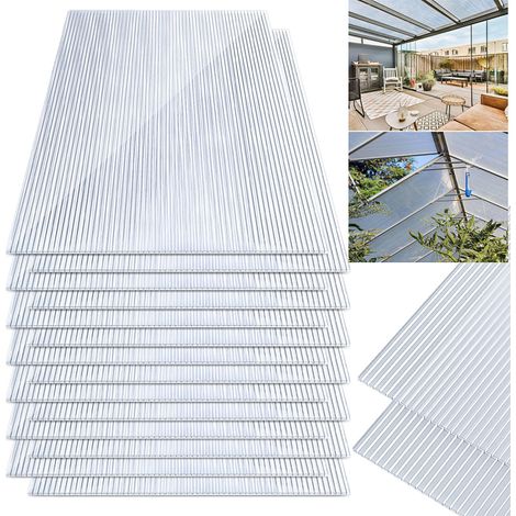 Jiubiaz 28x Plaques de polycarbonate creux 4mm 121x60,5cm découpe 20,5m² résistant UV plaques à double paroi serre de jardin