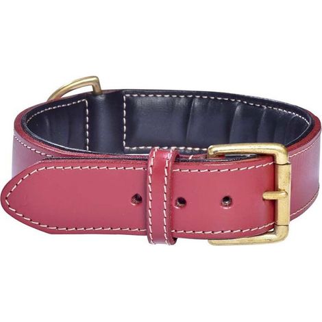 Collare in cuoio rosso con fibbia in metallo modello Haute Finition per cani: Collare rosso 2,7 x 45 cm