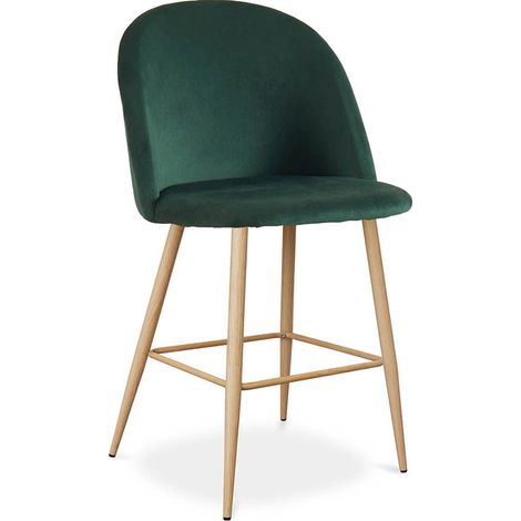 Hocker gepolstert mit Samt - Skandinavisches Design - 66cm - Evelyne Dunkelgrün (1/5)