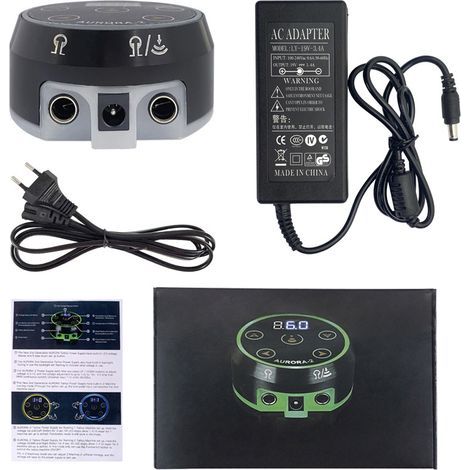 Alimentations pour machines à tatouer 1,5-16 V, boîtier d'alimentation professionnel pour machines à tatouer à bobine et rotatives, double sortie, LED de couleur, écran tactile, base magnétique, 2 mod (1/5)