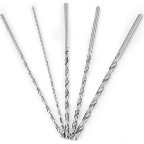 Diamètre 2/3/3,5/4/5 mm 5pcs Forets Extra Longs, Mèche Hélicoïdale Extra Longue, Forets Hélicoïdaux Extra Long, HSS Mèches Hélicoïdales en Acier à Haute Vitesse 150mm Queue Ronde Foret pour le Bois (1/5)