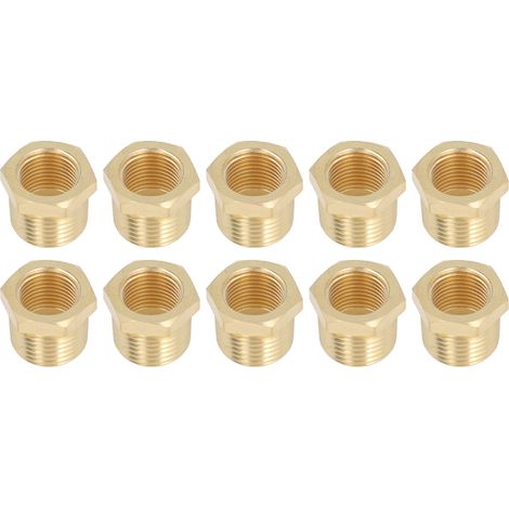 Raccord réducteur laiton 10 pièces, filetage mâle 1/2 NPT vers femelle 3/8 NPT, manchon hexagonal pour eau, huile et gaz naturel (1/5)