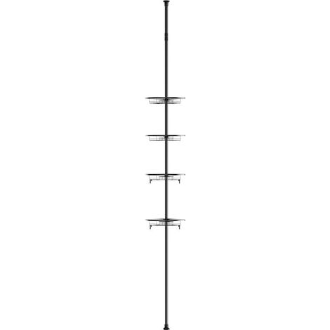 Étagère de Douche pour Salle de Bain Étagère d'angle en inox de qualité supérieure assortie d’un mât télescopique pour un montage variable sur une hauteur de pièce d’environ 110 à 280 cm avec 4 acier (1/5)