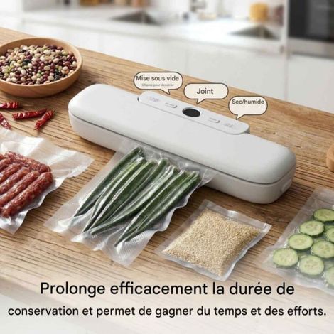 Machine À Vide Alimentaire - Automatique One Touch - Pour Conservation Aliments Frais - Compacte Silencieuse - Blanc - 1 Pièce (1/5)
