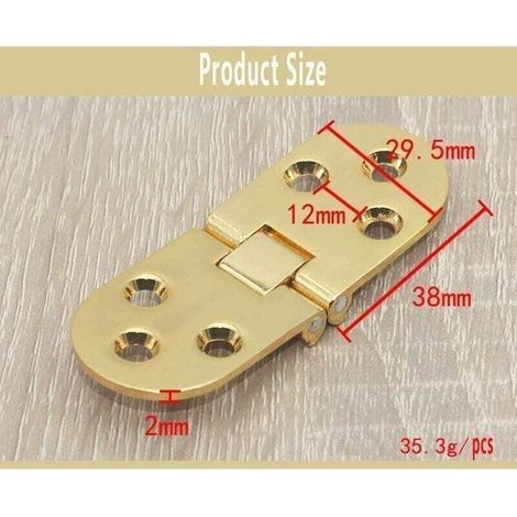 4 piezas de bisagras para mesa plegable, bisagras planas para armario plegable, bisagras de metal de zinc con borde redondo para mesa de máquina de coser plegable, muebles con tapa abatible, para mueb (1/4)