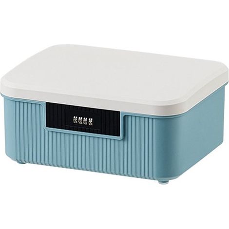 Scatola portaoggetti,Dimensioni 26,2 x 22 x 12,1 cm,Chiudibile a chiave,Lucchetto a combinazione,Kit di pronto soccorso,Blu (1/5)