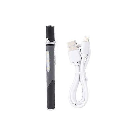 Stylo lampe LED rechargeable avec connecteur micro USB (5V/3,7V, 300mAh), gris, IPX6, mini stylo lampe pour travaux d'inspection et de réparation (1/5)