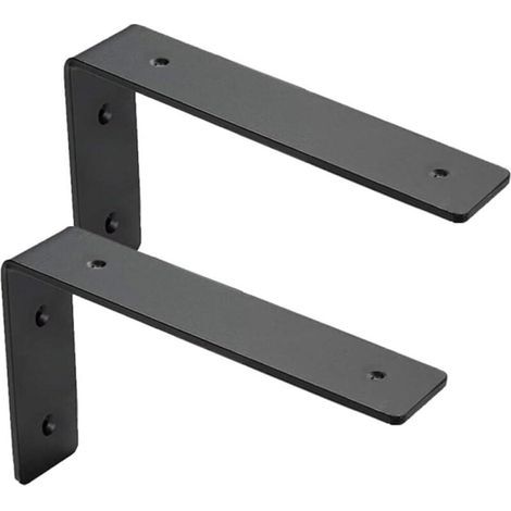 Lot de 2 équerres étagère murale 15 cm – Supports lourds en acier 6 mm – Installation facile – Design moderne pour rangement décoratif (1/4)