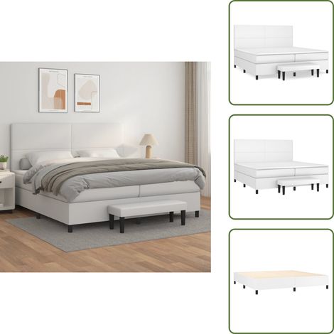 Panca multifunzionale - vidaXL Giroletto a Molle con Materasso Bianco 200x200cm in Similpelle - Letto con similpelle