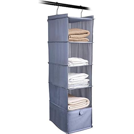 Organisateur de placard 5 niveaux + 1 tiroir, étagère suspendue flexible pour rangement de vêtements (1/4)