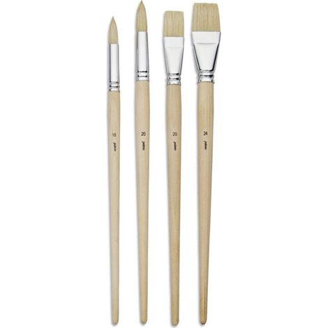 4 pinceaux - Plat - Rond - Acrylique et huile - Fibres naturelles - Manche long - Pébéo (1/5)