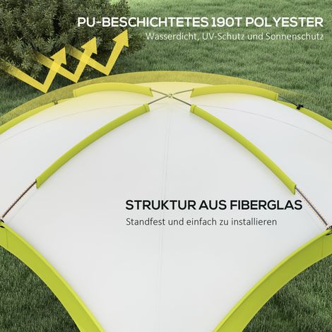 Pavillon de jardin vert 3,5x3,5m avec porte à crochet, imperméable, résistant à l'hiver, abri pour événements extérieurs (1/4)