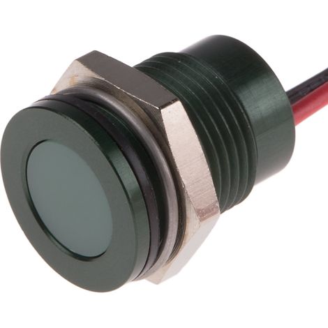 Voyant LED lumineux Vert RS PRO, dia. 14mm, 220V c.a., IP67 ( Prix pour 1 ) (1/2)