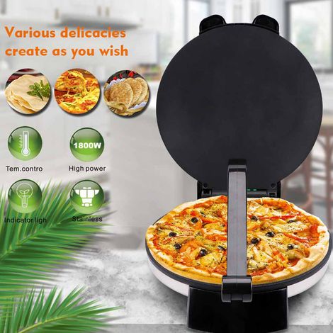 Pressoir Electrique pour Tortillas et Pain Indien - Machine Roti Maker Double Face Inox Anti-Adhérent 1800W avec Contrôle de Température et Stockage du Cordon (1/4)