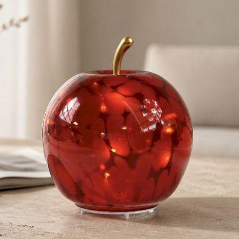 Lampe à Poser Led Pomme rouge verre 15x15x17cm (1/4)