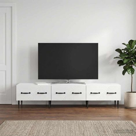 TV-Schränk Hochglanz Weiß 147 x 34,5 x 30 cm Holzwerkstoff (1/5)
