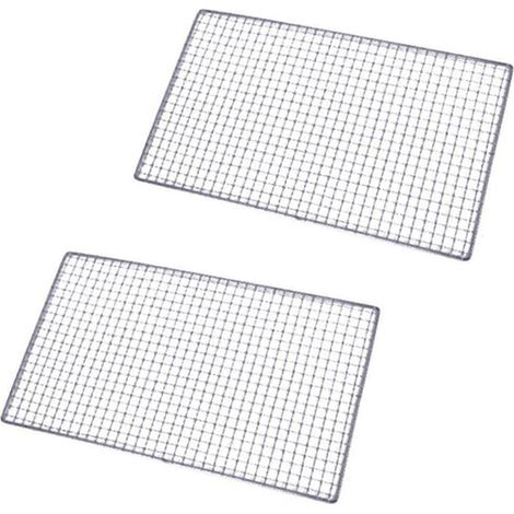 2 grilles métalliques carrées perforées pour barbecue, 30 cm x 45 cm (1/5)