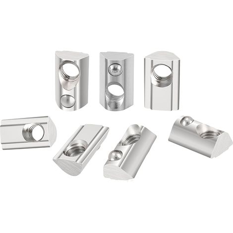 Écrou En T À Ressort M4 avec Centrage Sphérique Rainuré 8 T - Lot de 40 Rainures pour Fente d'Extrusion de Profilé en Aluminium 30X30 - Série 30 (1/5)