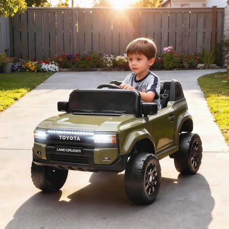 Toyota Land Cruiser 12V, voiture électrique pour enfants avec télécommande, 3-8 ans, verte (1/5)