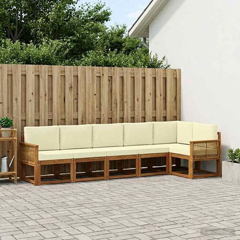 vidaXL Outdoor-Sofagarnitur 6 Stk. Natur und Creme Polyester (1/5)