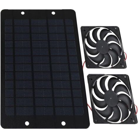 Ventilateur Solaire 10W 12V 2A, Conception à Double Ventilateur, Ventilateur Portatif Extérieur étanche, Ventilateur D'extraction de Chaleur en Silicone pour Serre, Poulailler (1/5)