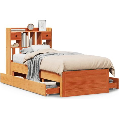 Maison Exclusive - Letto Libreria senza Materasso Marrone Cera 100x200 cm in Pino