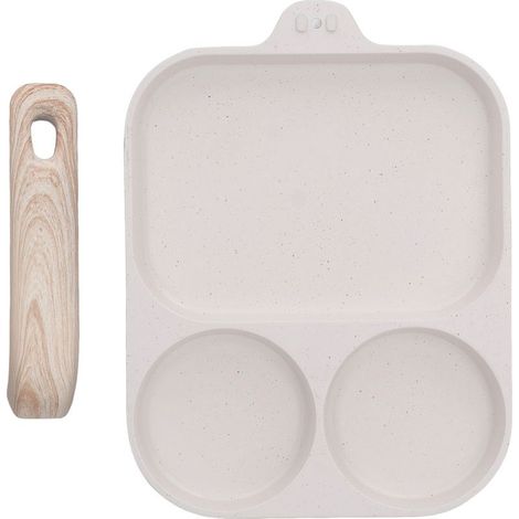 Poêle à œufs antiadhésive, gril carré à 3 sections pour petit déjeuner, cuisinière à gaz, cuisinière à Induction, Style surdimensionné 40x19cm. (1/5)