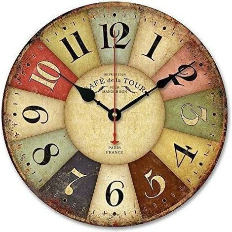 royaluxe - Horloge murale décoration Vintage sans cadre autocollant mural 3D sans coutil moderne Vintage métal grandes horloges salon chambre (1/5)