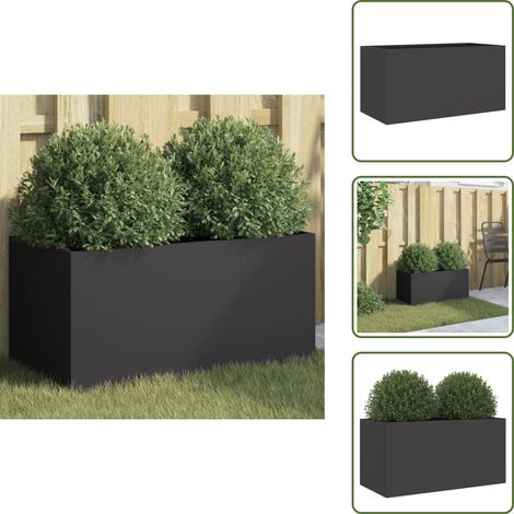 Jardinière noir 62x30x29 cm acier - Jardinier Noire - Pot De Fleurs Extérieur - Jardinière Acier - Déco Jardin - Balcon Decoration (1/5)