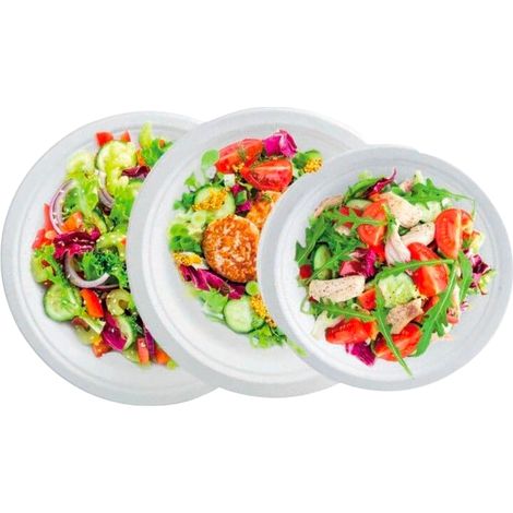 6 Assiette Ronde 23cm Bagasse X50 - Publi Embal (1/2)