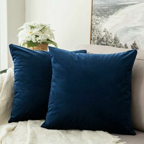 Juego de 2 fundas de cojín decorativas de terciopelo para sofá, súper suaves, cómodas, ideales para la decoración del hogar en la sala de estar o el dormitorio, 60x60cm, azul oscuro.